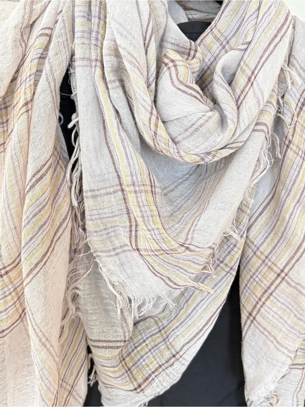 Lightweight Fringe Plaid Scarf